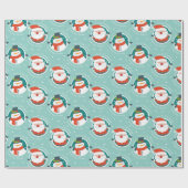 キュートメリークリスマスサンタ雪だるま冬季休日 ラッピングペーパー (フラット)