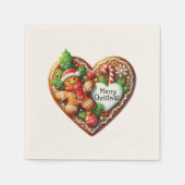キュートメリークリスマスジンジャーブレッドマンハート スタンダードカクテルナプキン (正面)