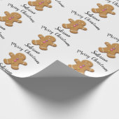 キュートメリークリスマスジンジャーブレッドマン パーソナライズされた ラッピングペーパー (角)