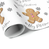 キュートメリークリスマスジンジャーブレッドマン パーソナライズされた ラッピングペーパー (ロールコーナー)