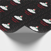 キュートメリークリスマススノーフレーク雪だるまブラック ラッピングペーパー (角)