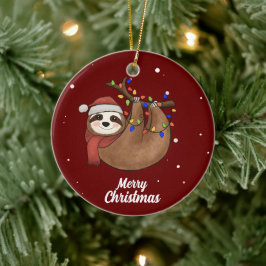 キュートメリークリスマススロースセラミックオーナメント セラミックオーナメント