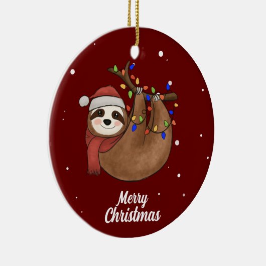 キュートメリークリスマススロースセラミックオーナメント セラミックオーナメント (右)