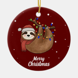 キュートメリークリスマススロースセラミックオーナメント セラミックオーナメント