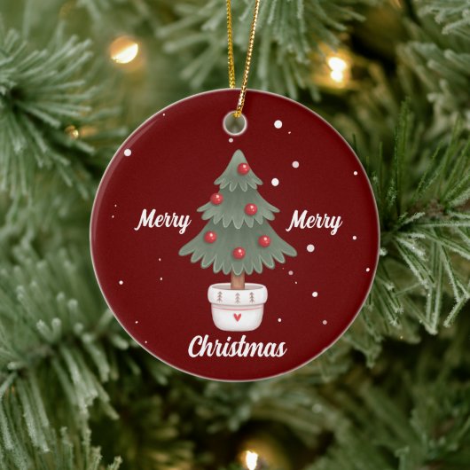 キュートメリークリスマスツリーセラミックオーナメント セラミックオーナメント (ツリー)