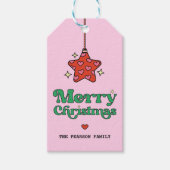 キュートメリークリスマスハートパターンスターオーナメント ギフトタグ (正面)