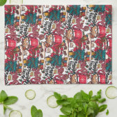 キュートメリークリスマスホリデーフェスティバル キッチンタオル (折り畳み)