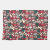 キュートメリークリスマスホリデーフェスティバル キッチンタオル (横)