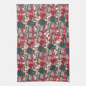 キュートメリークリスマスホリデーフェスティバル キッチンタオル (縦)