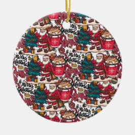 キュートメリークリスマスホリデーフェスティバル セラミックオーナメント