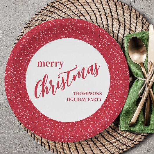 キュートメリークリスマスホリデーレッドホワイトフェスティバル ペーパープレート