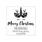 キュートメリークリスマスユニコーン差出人住所 ラバースタンプ (インプリント)