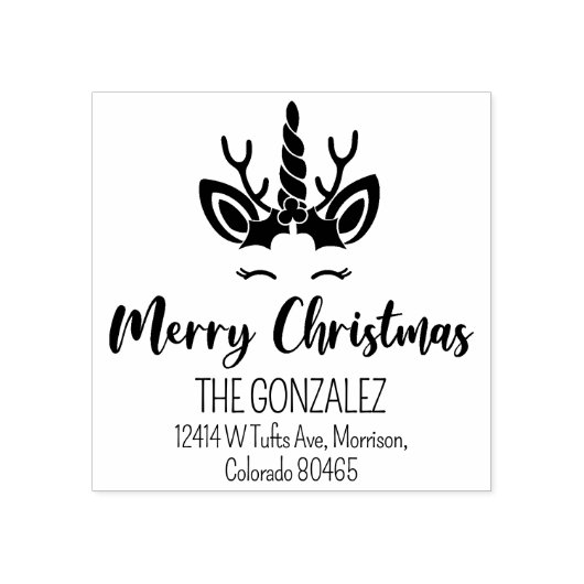 キュートメリークリスマスユニコーン差出人住所 ラバースタンプ (インプリント)