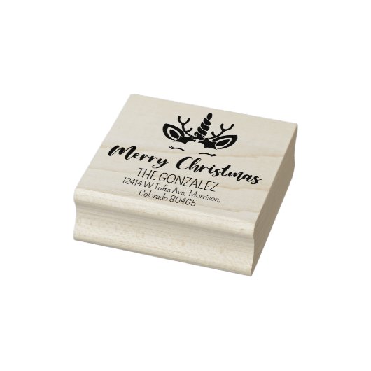 キュートメリークリスマスユニコーン差出人住所 ラバースタンプ (スタンプ)