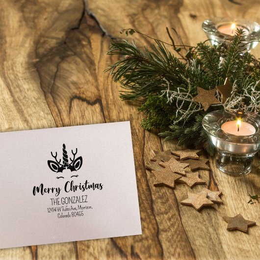 キュートメリークリスマスユニコーン差出人住所 ラバースタンプ