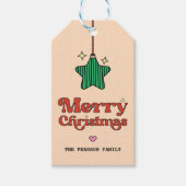 キュートメリークリスマスラインパターンスターオーナメント ギフトタグ (正面)