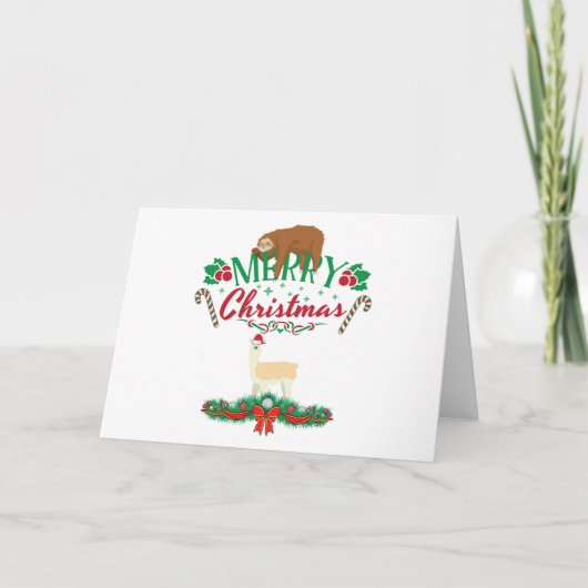キュートメリークリスマスラマスロスハッピーホリデー シーズンカード (正面)