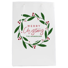キュートメリークリスマスリース ミディアムペーパーバッグ