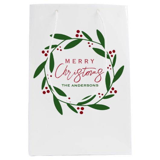 キュートメリークリスマスリース ミディアムペーパーバッグ (正面)