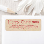 キュートメリークリスマスレッドクラフトルック差出人住所 ラベル (インサイチュ)