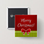 キュートメリークリスマスレッドグリーンデザイン 缶バッジ (正面&裏面)