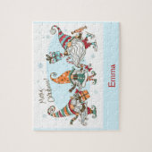 キュートメリークリスマス小妖精や小人格言名前をカスタムする ジグソーパズル (縦)