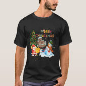 キュートメリークリスマス格言ファミリー雪だるまサンタクロース Tシャツ (正面)
