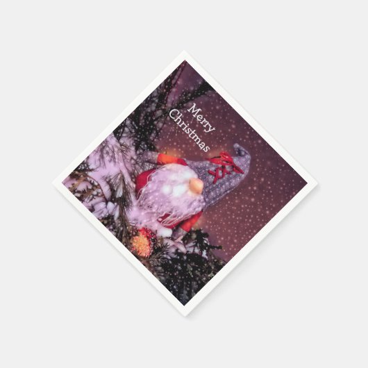 キュートメリークリスマス格言ホリデーツリー スタンダードカクテルナプキン (角)