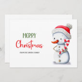 キュートメリークリスマス雪だるまキャンディーケーン シーズンカード (正面/裏面)