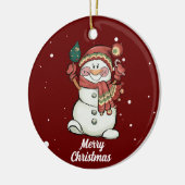 キュートメリークリスマス雪だるまセラミックオーナメント セラミックオーナメント (左)