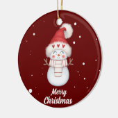 キュートメリークリスマス雪だるまセラミックオーナメント セラミックオーナメント (左)
