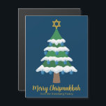 キュートメリークリスムカ木マグネットカード<br><div class="desc">このメリー可愛いクリスムカの磁気カードは、青いドレディ飾ルのオーナメントとダビデの金ゴールドユダヤ人の星が付いた緑のクリスマスツリーをハヌカーの先頭に置き、2つの家族のための2つの休日を組み合わ祝せる。磁クール石。</div>