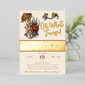 キュートメリーマッシュルームハウスクリスマスホリデーパーティー 箔招待状 (立ち正面)