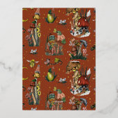 キュートメリーマッシュルームハウスクリスマスホリデーパーティー 箔招待状 (裏面)