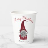 キュートメリー素朴クリスマスパーティープレイド格言パプ 紙コップ (正面)