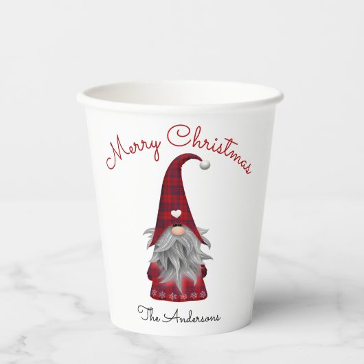 キュートメリー素朴クリスマスパーティープレイド格言パプ 紙コップ (正面)