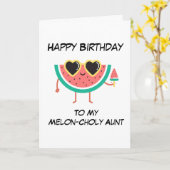キュートメロンパンおもしろい叔母誕生日カード カード (黄色い花)