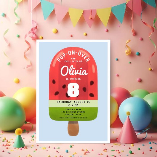 キュートメロンポプシクルガールエイト誕生日 招待状