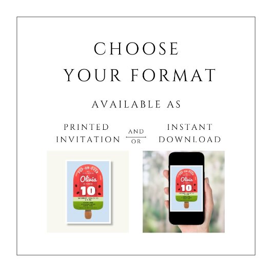 キュートメロンポプシクルガールティッド誕生日 招待状