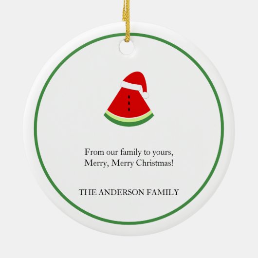 キュートメロンメリークリスマスイラストレーション セラミックオーナメント (裏面)