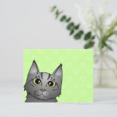 キュートメーンクーンキャットマンガ – シルバー虎猫 ポストカード (スタンド正面)