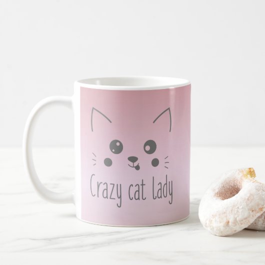 キュートモおもしろいノグラ熱狂するムキャットレディ赤面ピンク コーヒーマグカップ (ドーナツ)