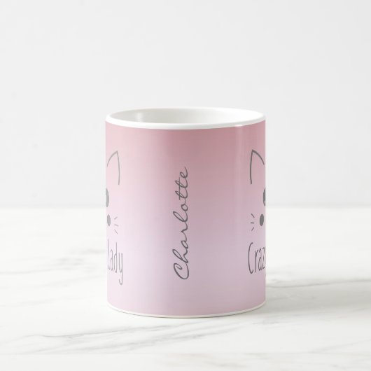 キュートモおもしろいノグラ熱狂するムキャットレディ赤面ピンク コーヒーマグカップ (中央)