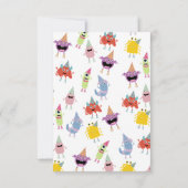 キュートモカラフルンスターおもしろい子供の誕生日パーティー サンキューカード (裏面)