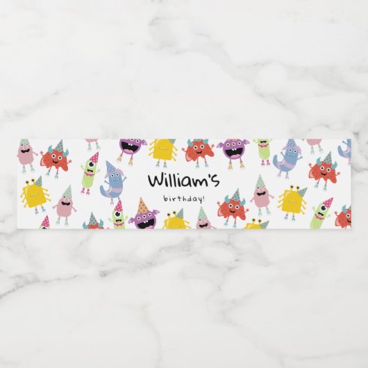 キュートモカラフルンスターおもしろい子供の誕生日パーティー ペットボトルラベル (シングルラベル)