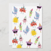 キュートモカラフルンスターおもしろい子供の誕生日パーティー 招待状 (裏面)