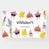 キュートモカラフルンスターおもしろい子供の誕生日パーティー 横断幕 (横)