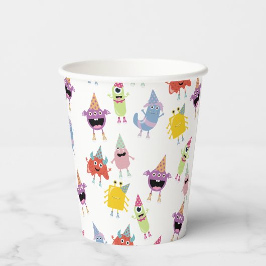 キュートモカラフルンスターおもしろい子供の誕生日パーティー 紙コップ (裏面)