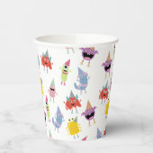 キュートモカラフルンスターおもしろい子供の誕生日パーティー 紙コップ (左)