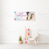 キュートモダンと誕生日パーティー水平バナー 横断幕 (インサイチュ)